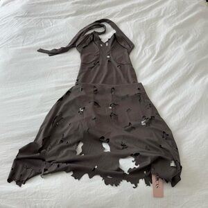 Micas grey distressed maxi dress